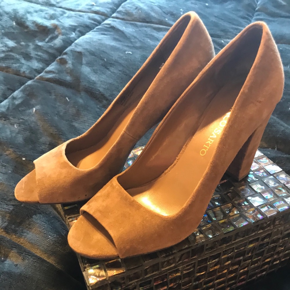 Franco Sarto Peep Toe Leather Heels